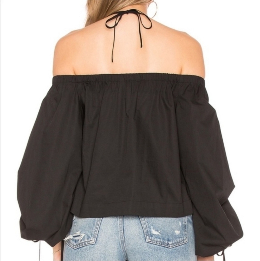 Revolve Rebecca Minkoff Tilda Blouse top cold-shoulder black - Picture 3 of 6